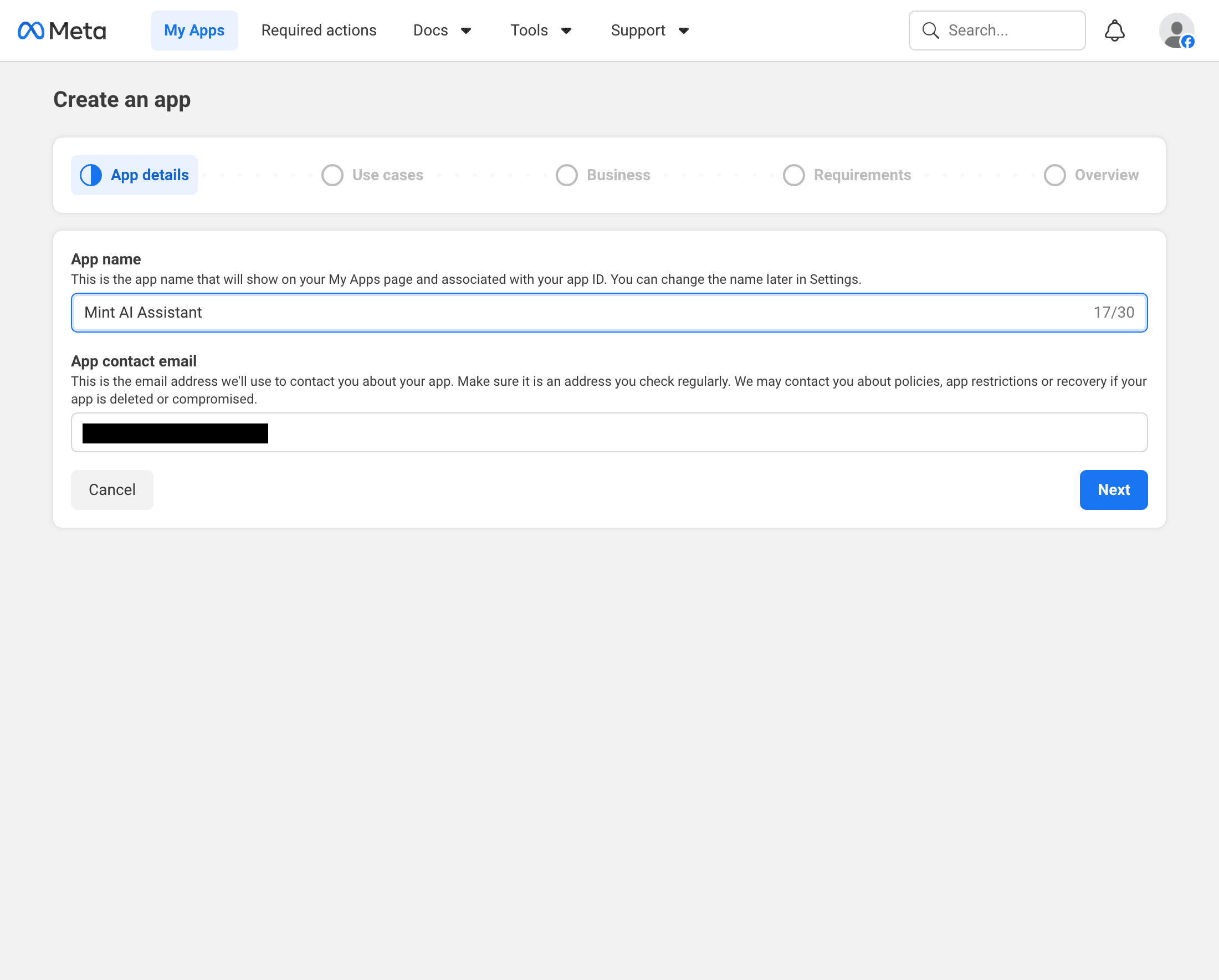 App details filled
