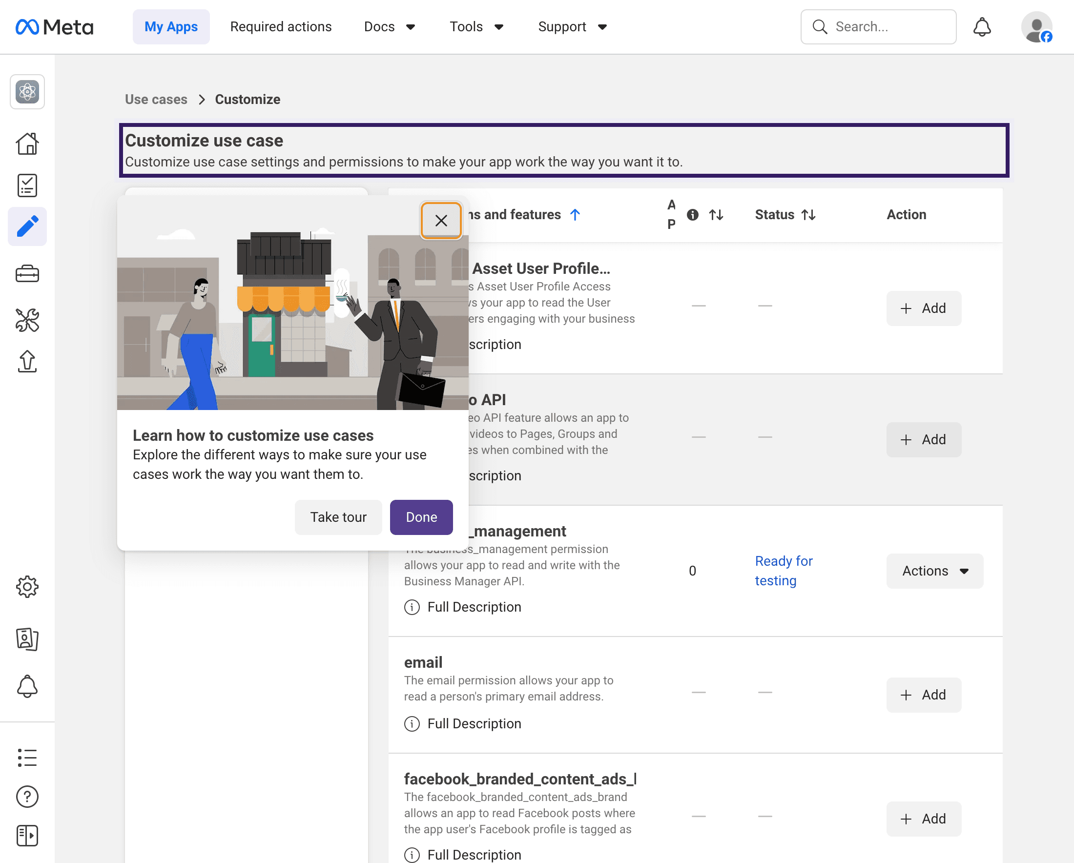 Customize use case page